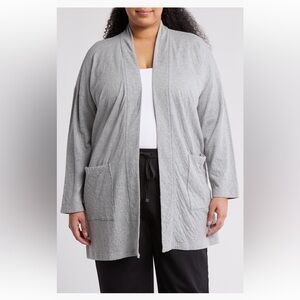 Eileen Fisher Organic Cotton Shawl Collar Cardigan sweater top shirt gray 1X NWT